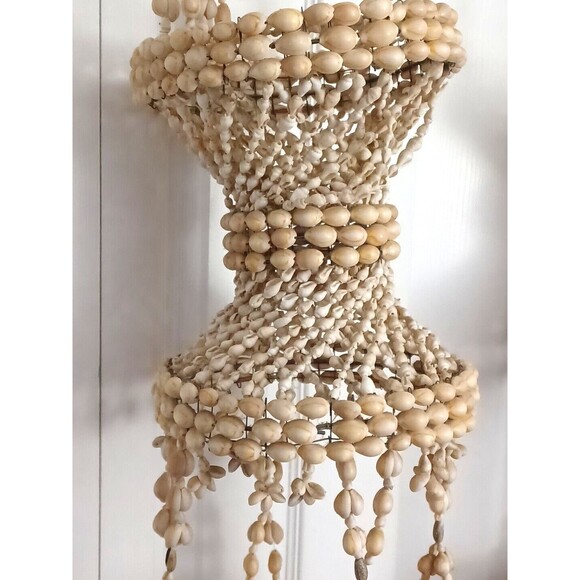 Lot Of 2 Vintage Hanging Planter Sea Shell 2 Tiered Plant Holder 42” Tall - Picture 3 of 11